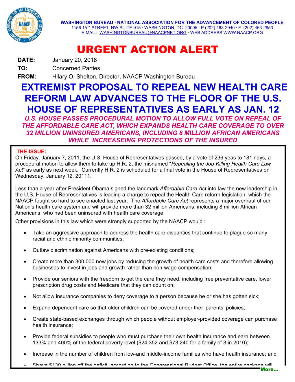 Urgent Action Alert