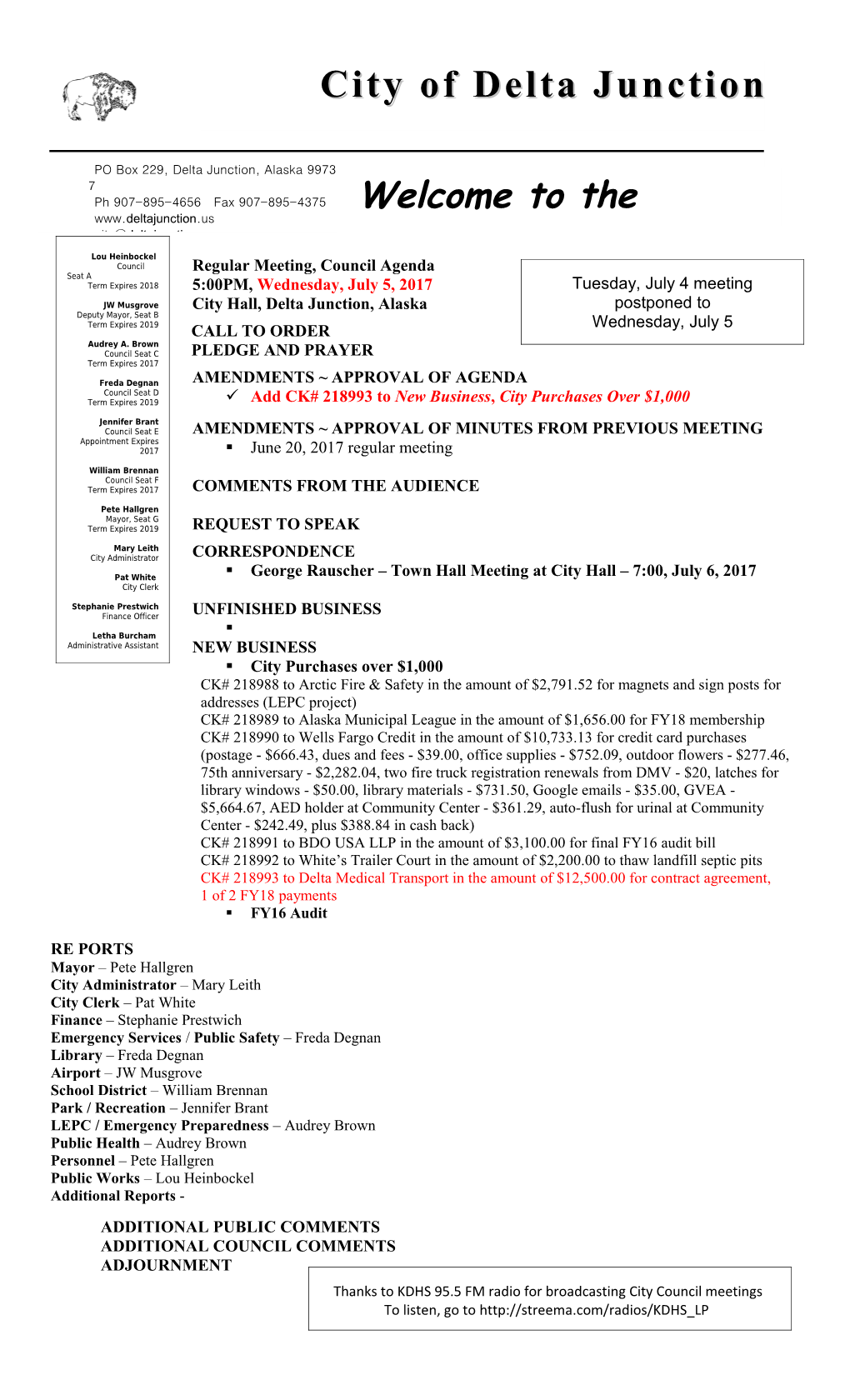 City Council Agenda November 20, 2012 Page 2 of 2