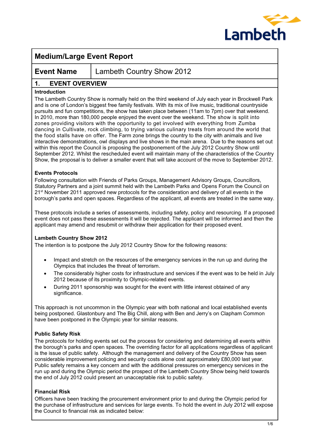 Informal Cabinet Report Template