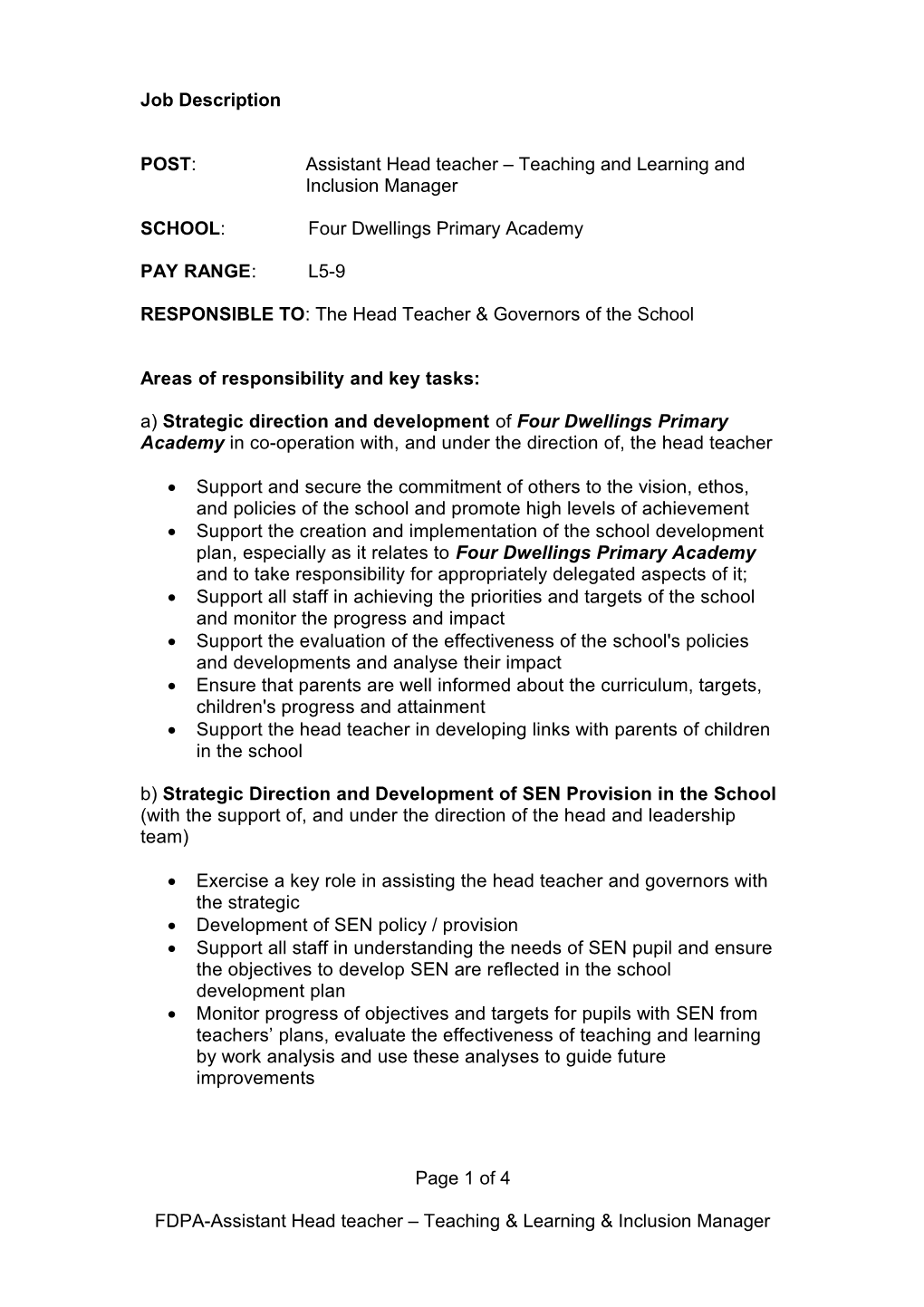 Assistant Head (Teaching and Learning)