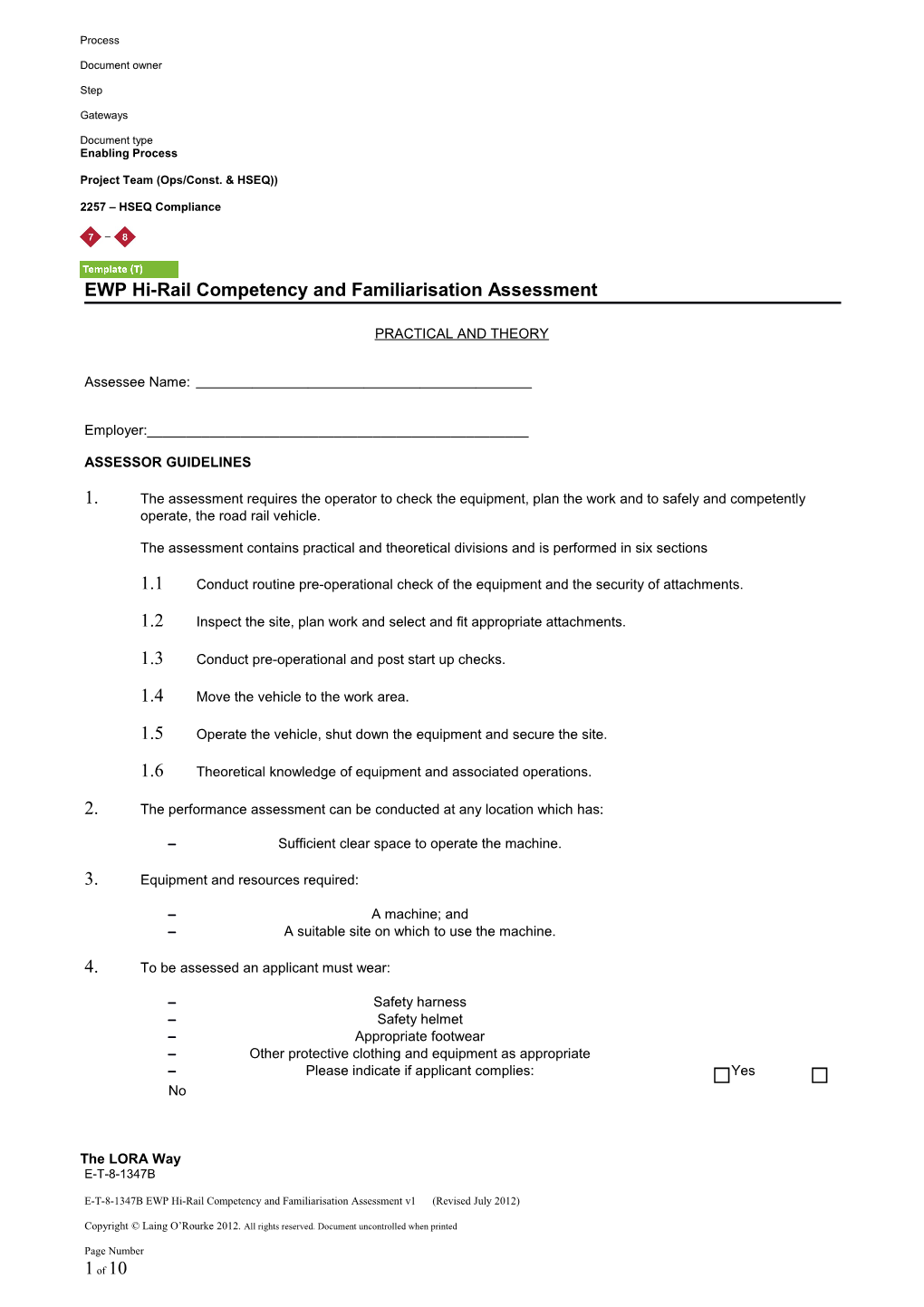 E-T-8-1347B EWP Hi-Rail Competency and Familiarisation Assessment