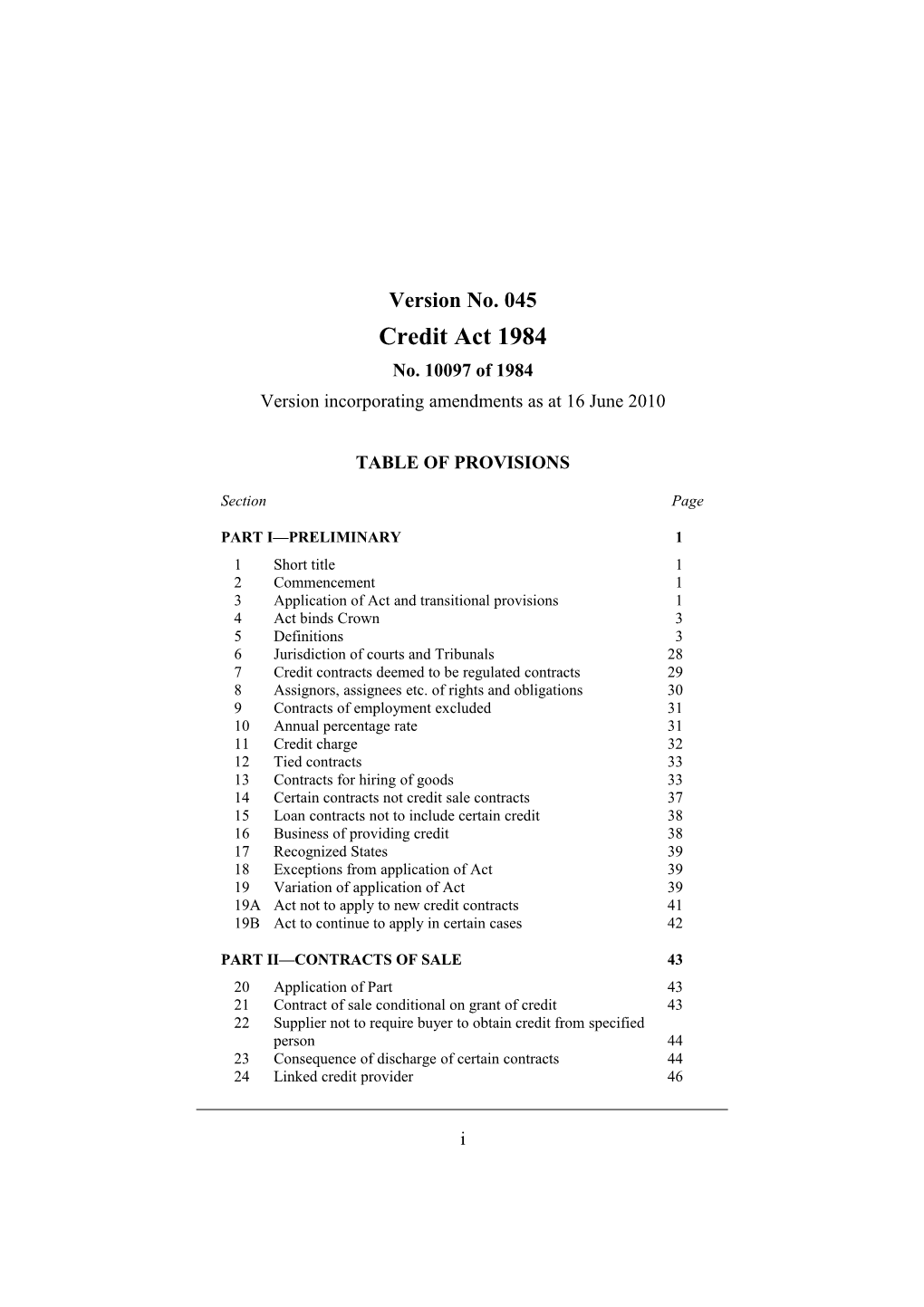 Version Incorporating Amendments As at 16 June 2010