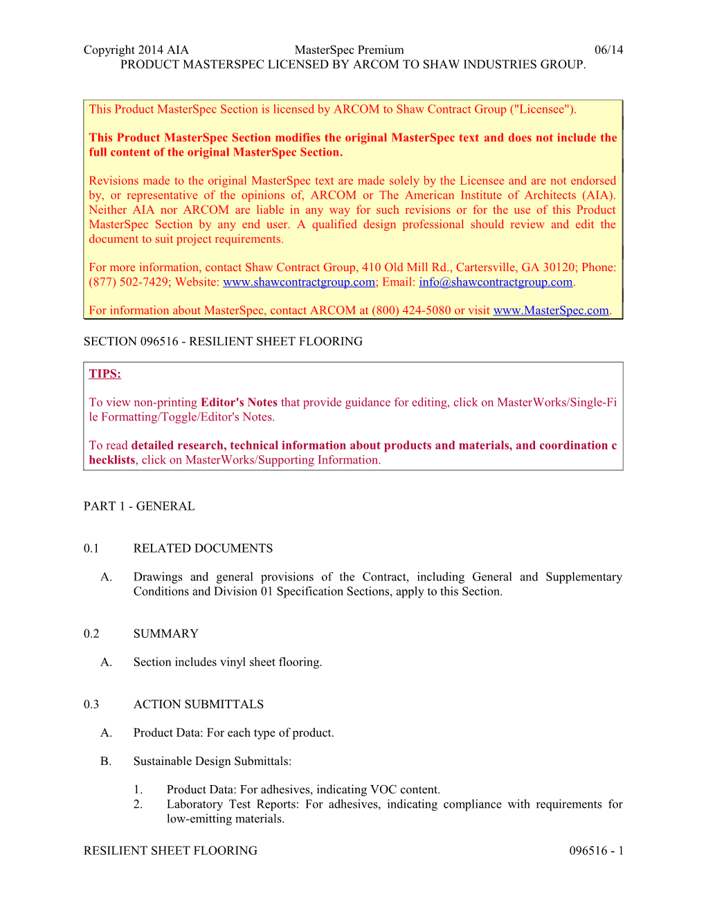 Section 096516 - Resilient Sheet Flooring