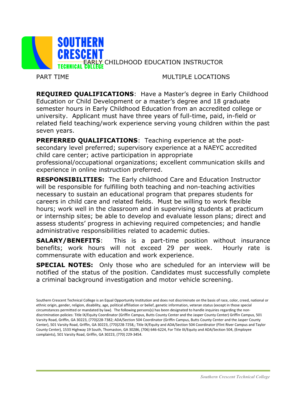 Early Childhood Education Instructor