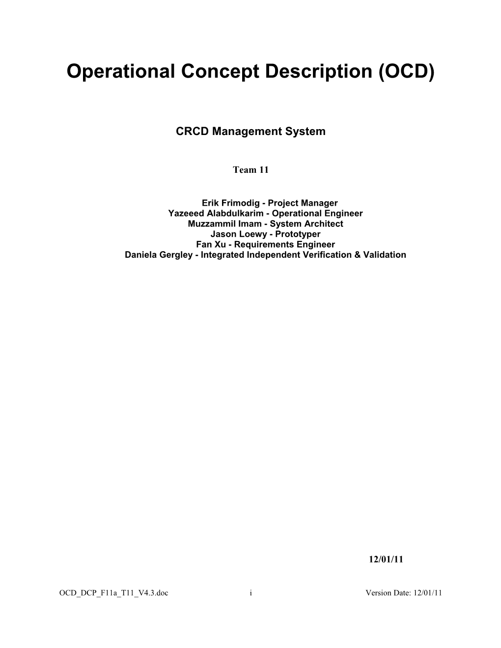 Operational Concept Description (OCD) s13