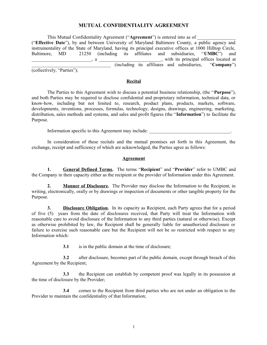 Mutual Confidentiality Agreement s1