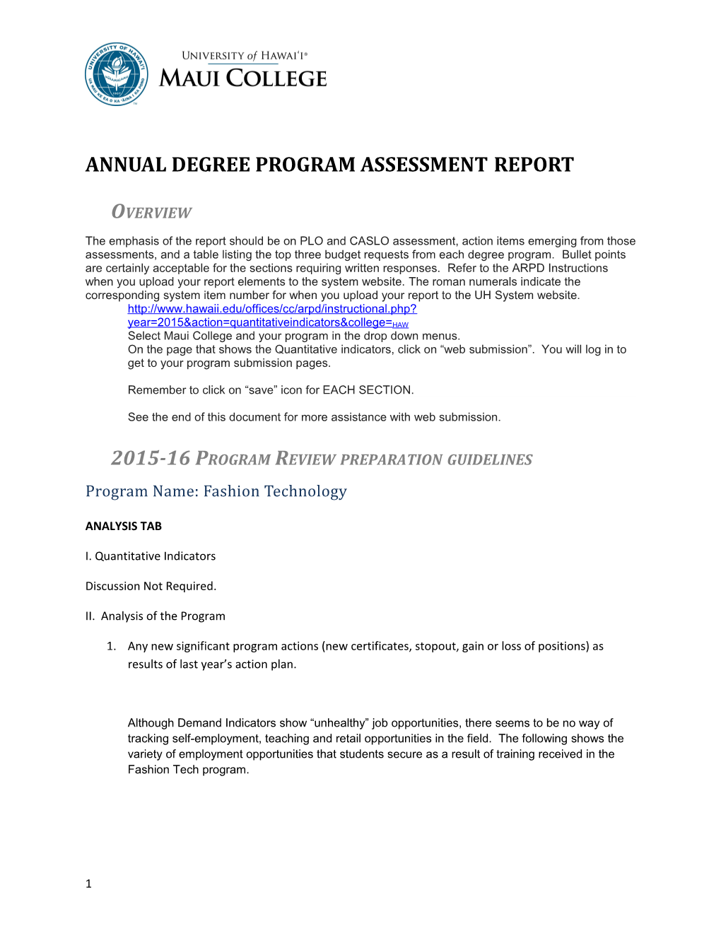 Annual Degree Program Assessment Report s1