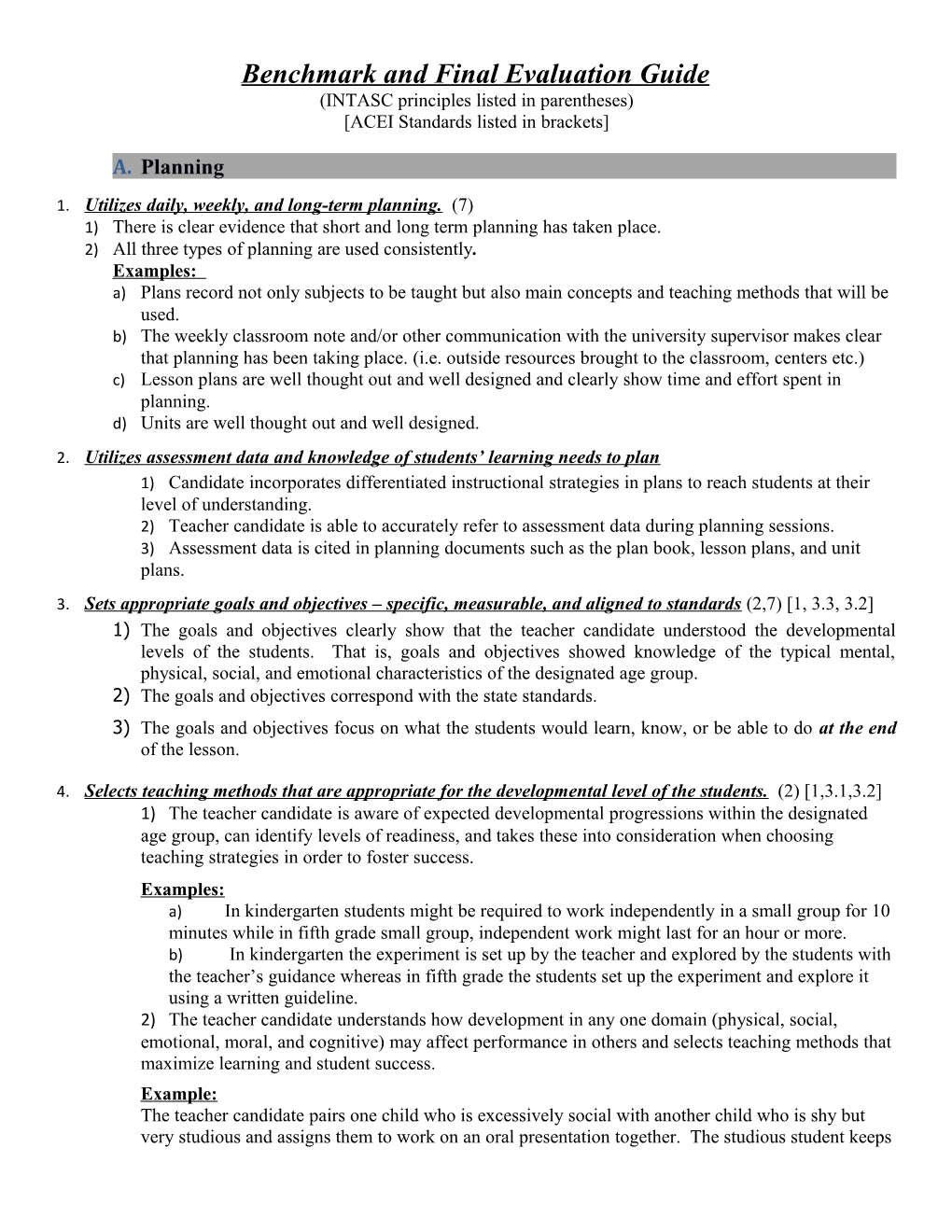 Benchmark and Final Evaluation Guide