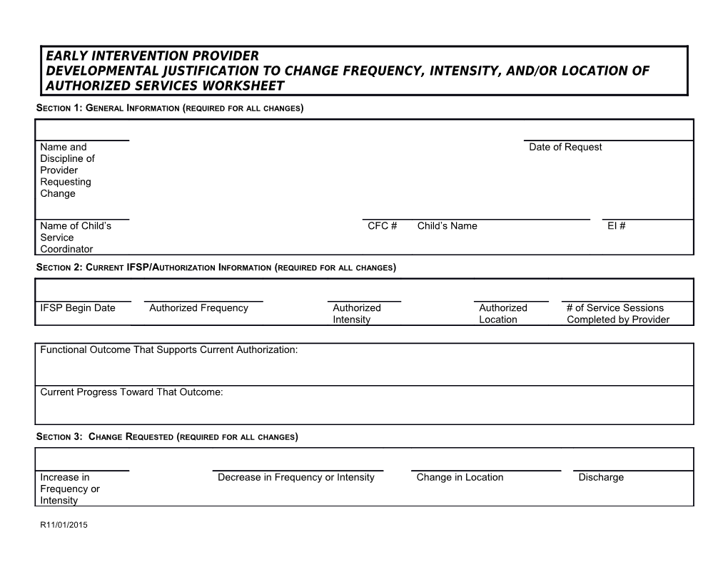 Section 1: General Information (Required for All Changes)