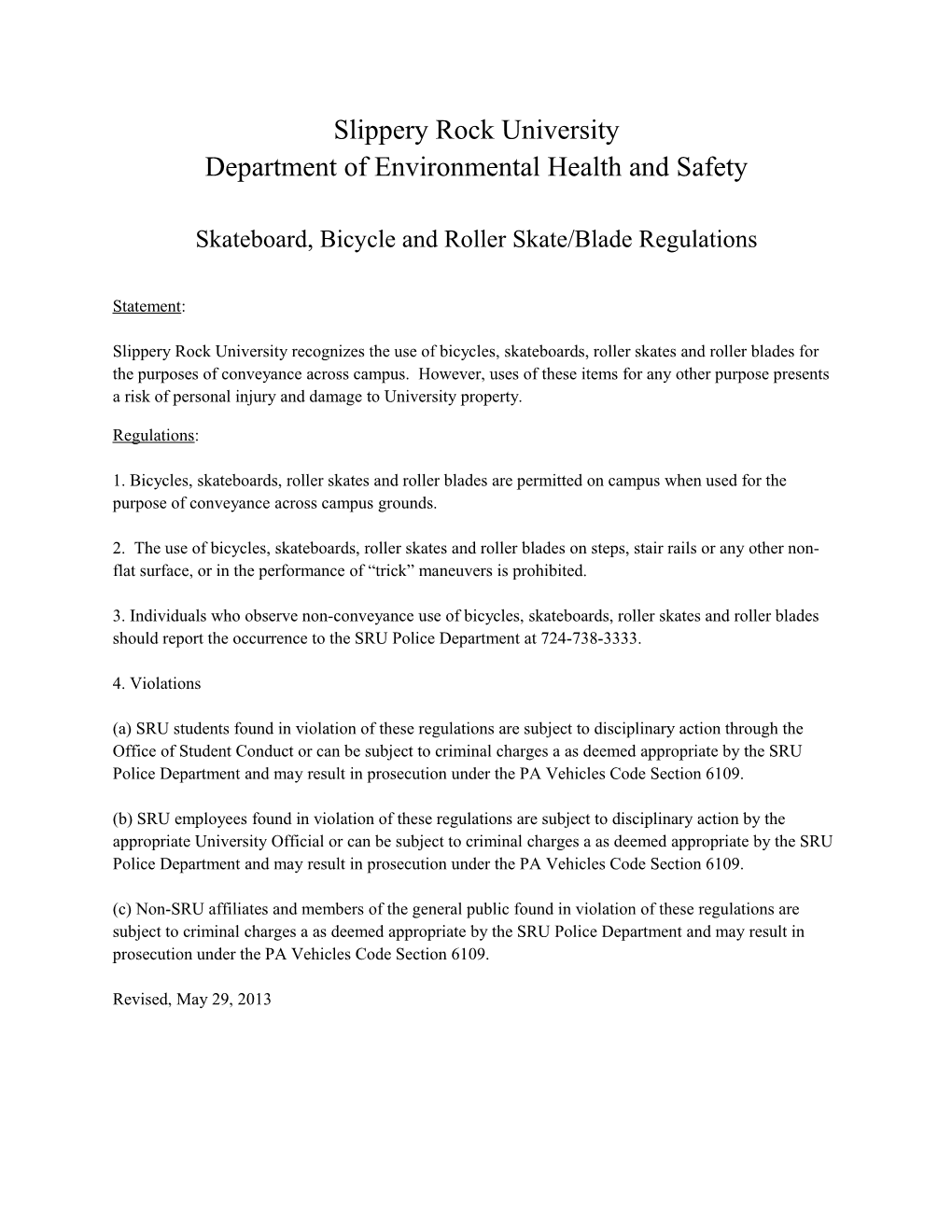 Department of Environmental Health and Safety