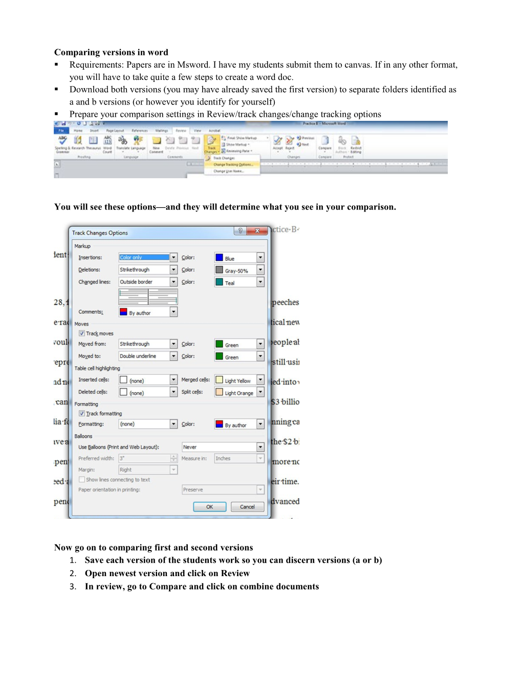 Comparing Versions in Word