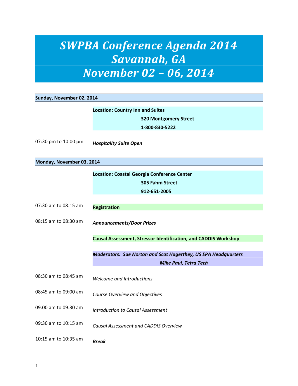 SWPBA Conference Agenda 2014