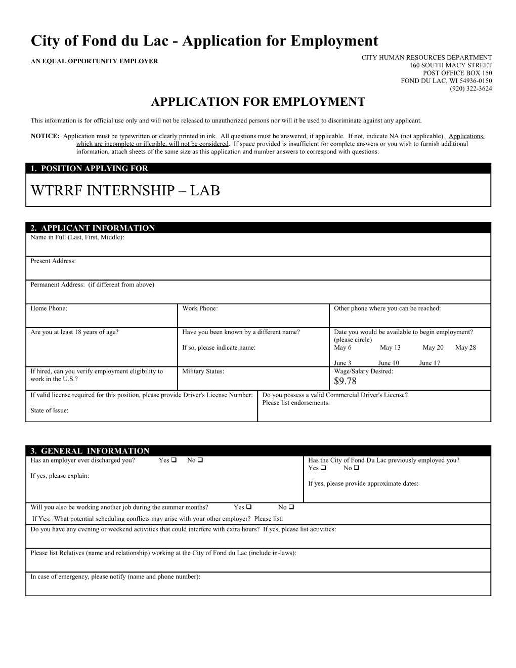 Application for Employment s148