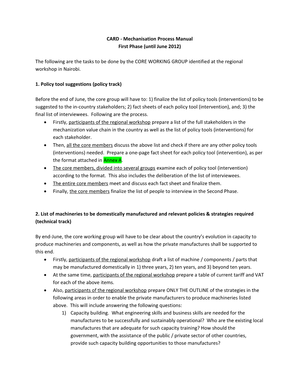 CARD - Mechanisation Process Manual