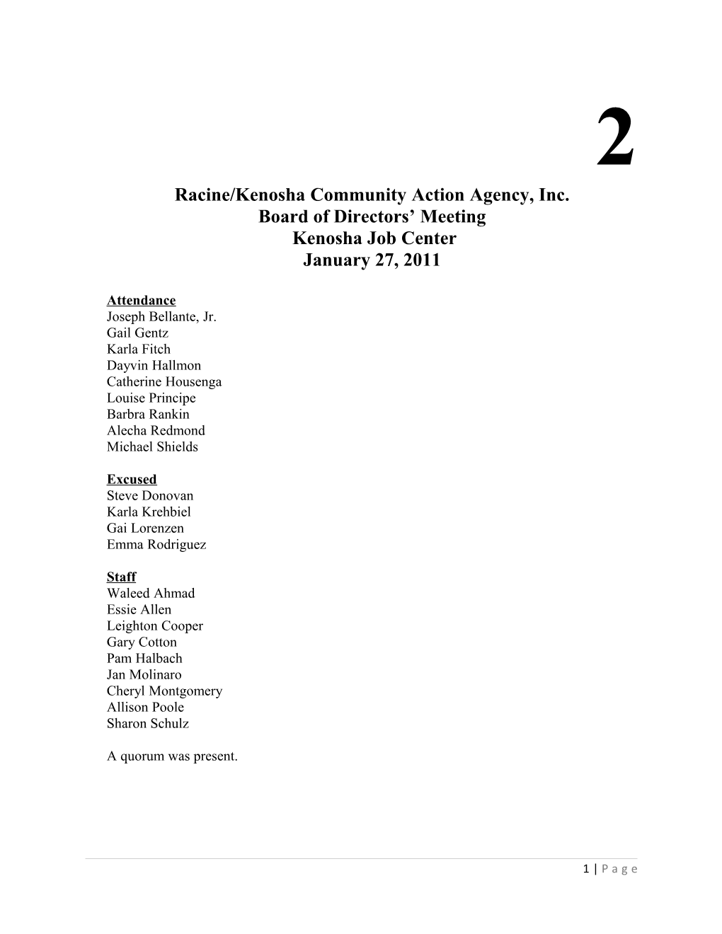 Racine/Kenosha Community Action Agency, Inc