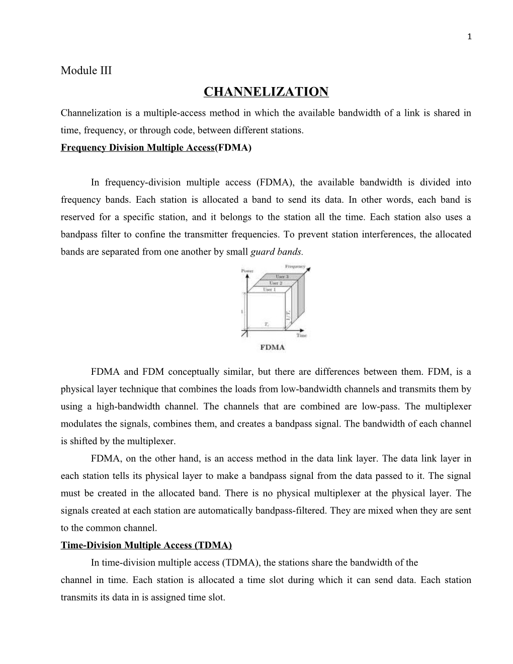 Frequency Division Multiple Access(FDMA)