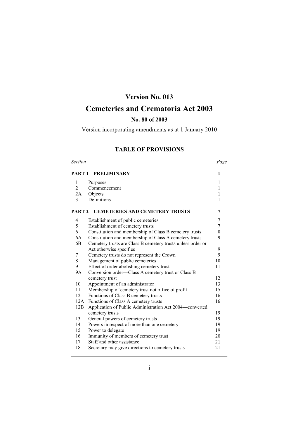 Cemeteries and Crematoria Act 2003