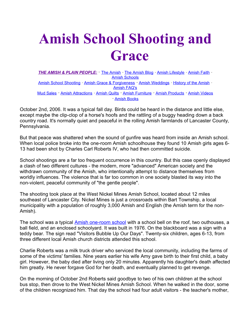 Amish School Shooting and Grace