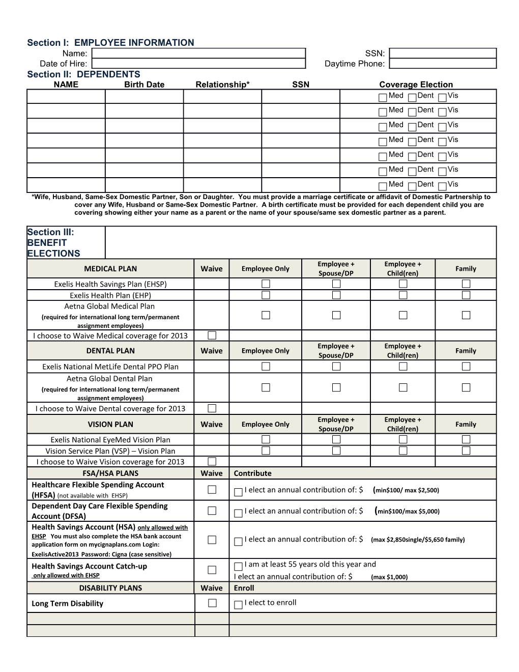 Section I: EMPLOYEE INFORMATION