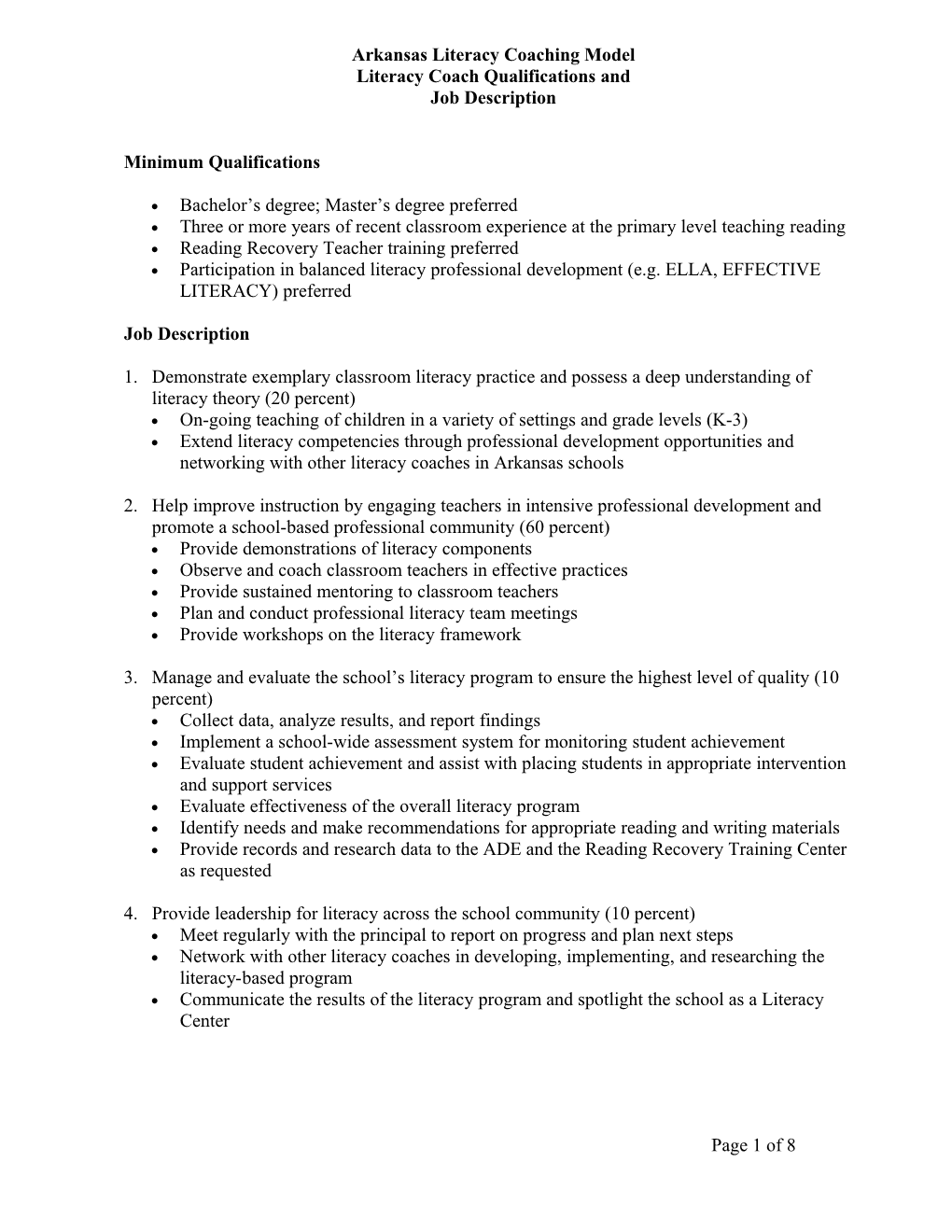 Arkansas Literacy Coaching Model