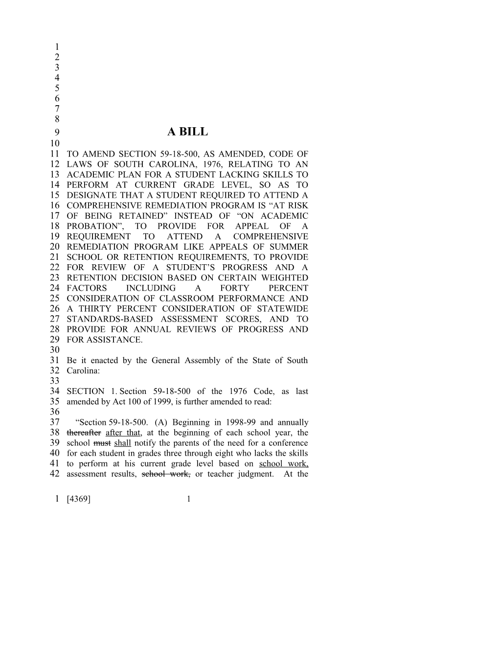 2003-2004 Bill 4369: Comprehensive Remediation Program - South Carolina Legislature Online