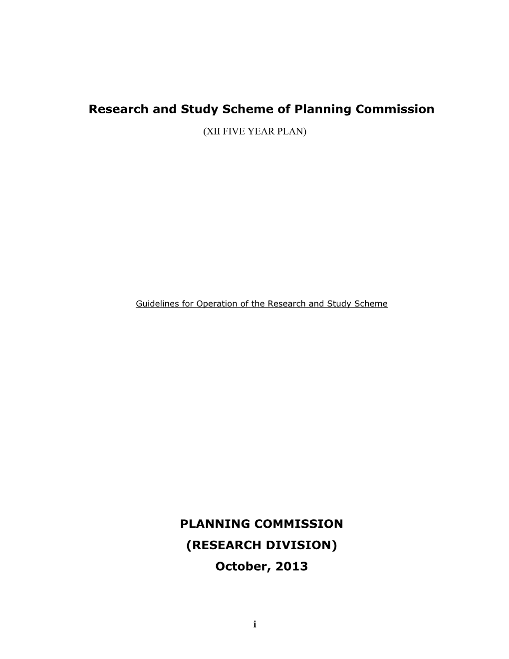 Research and Study Scheme of Planning Commission