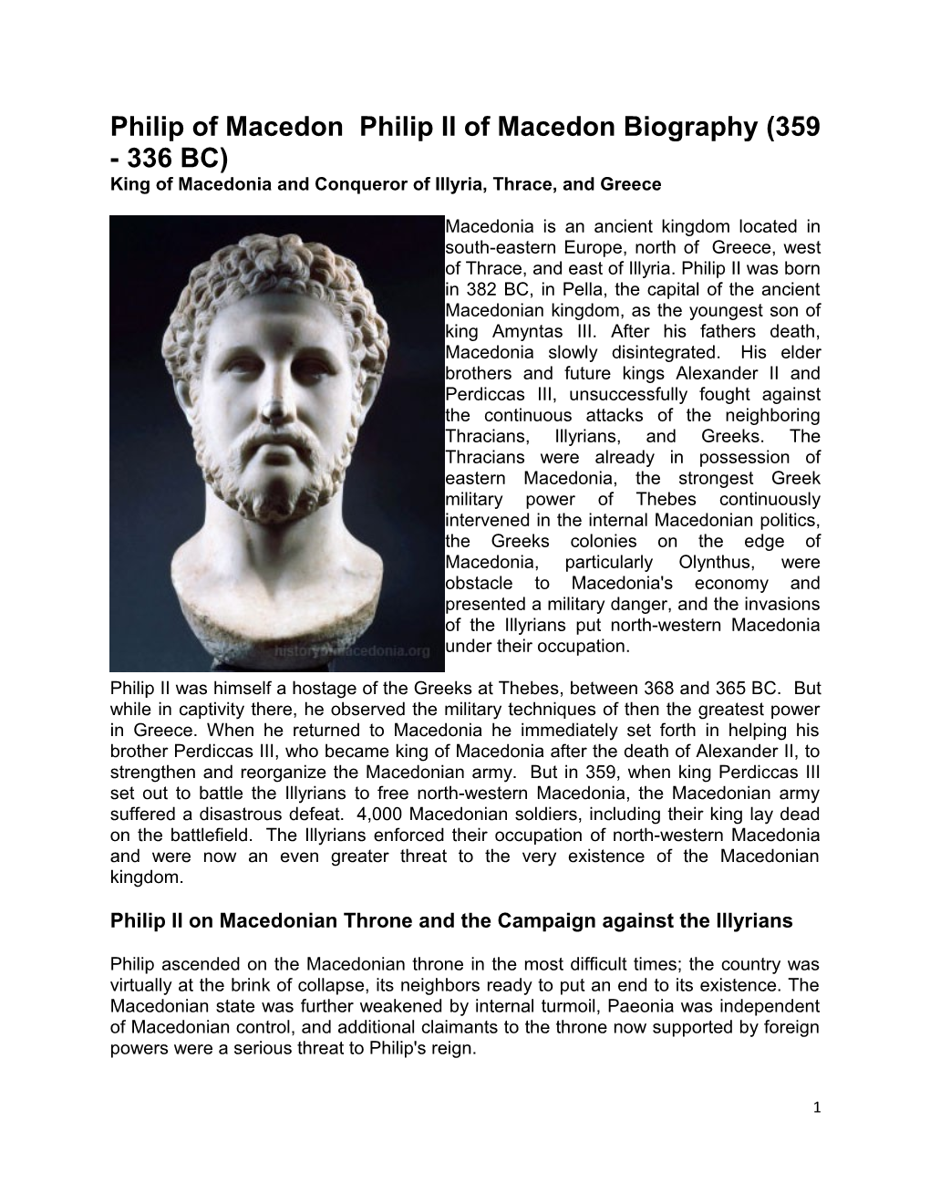 Philip II on Macedonian Throne and the Campaign Against the Illyrians