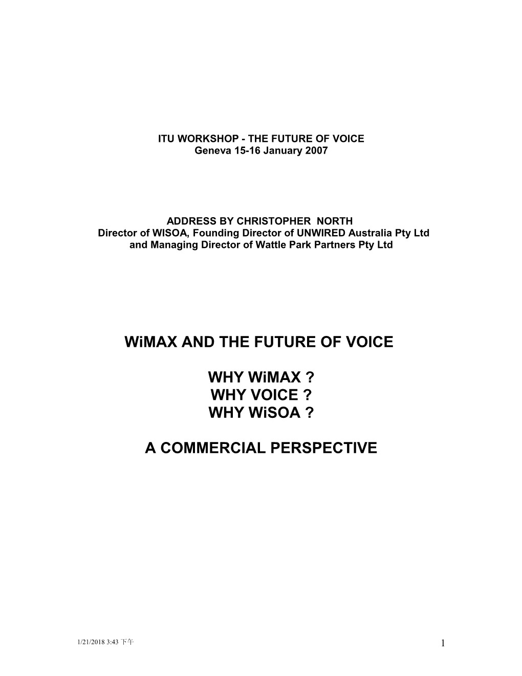 Itu Workshop - the Future of Voice