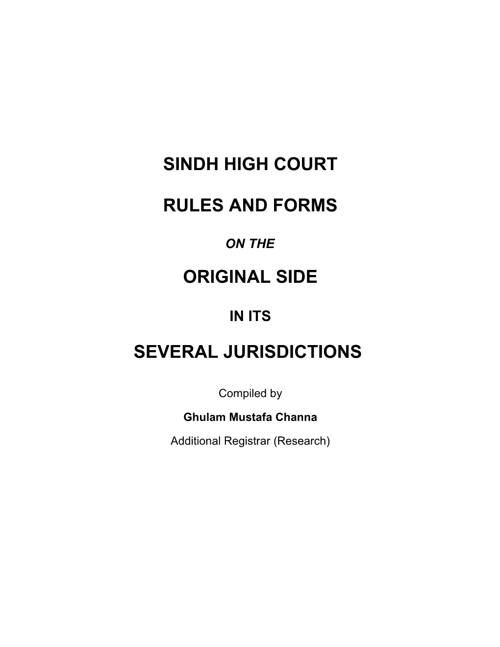 The Sind Chief Court Rules