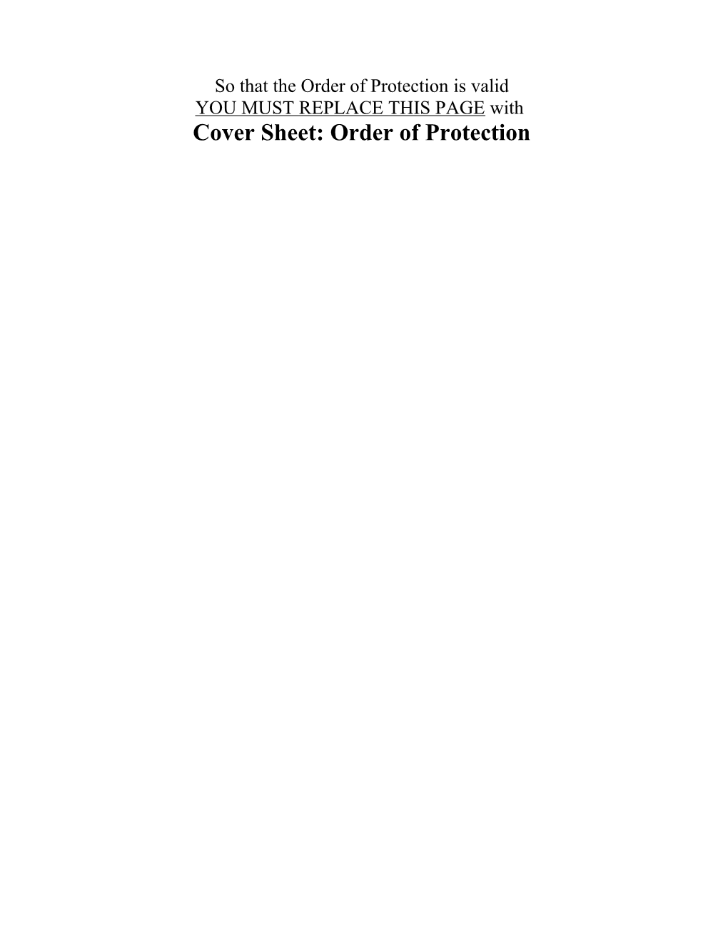 Cover Sheet: Order of Protection s1