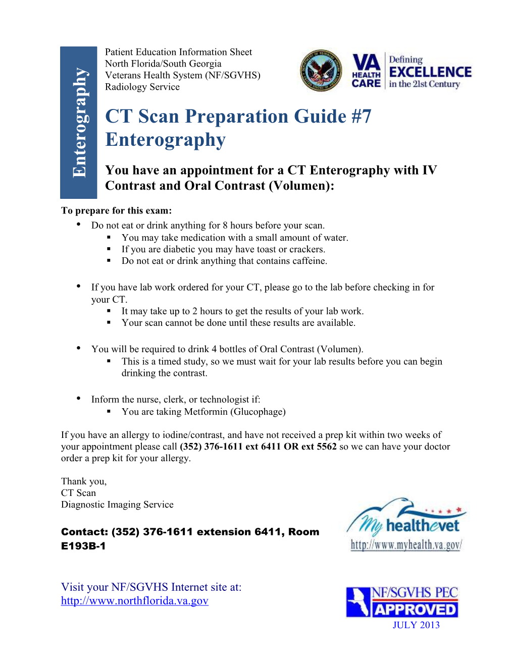 CT Scan Preparation Guide #7 (Enterography)