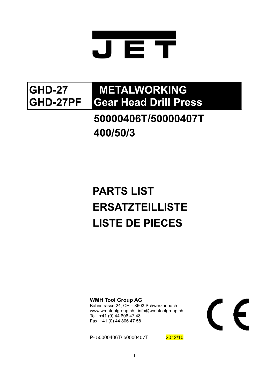 Parts List for the GHD-27