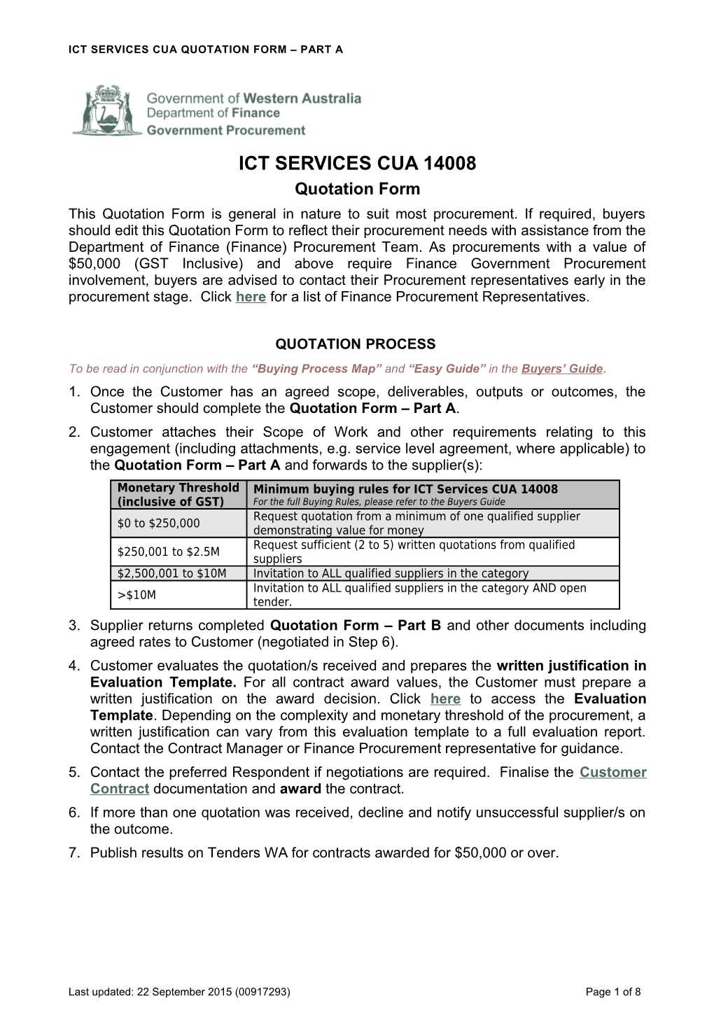 Ict Services Cua Quotation Form Part A