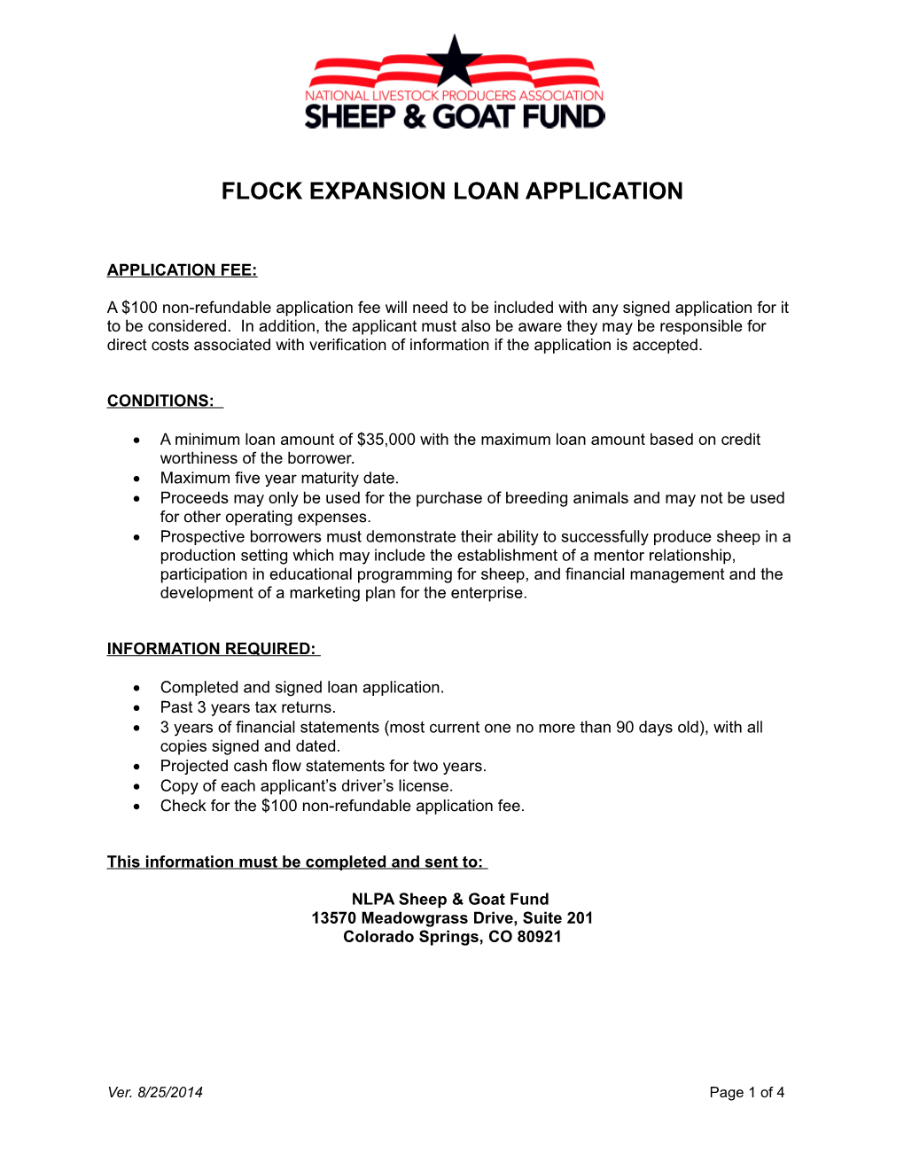 Flock Expansion Loan Application