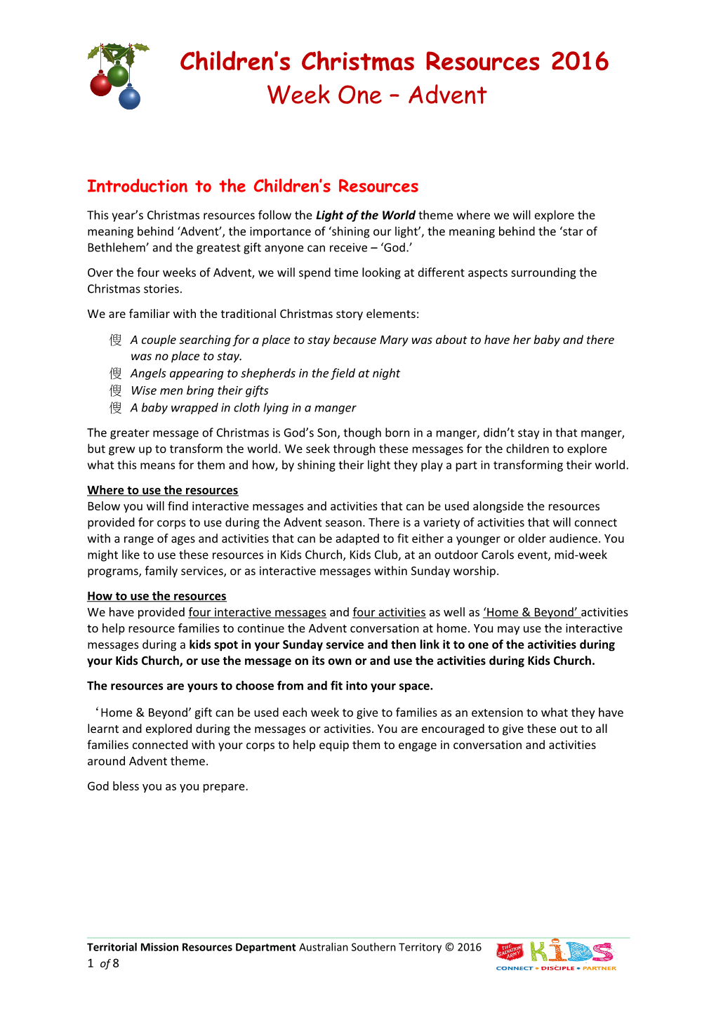 Introduction to the Children S Resources