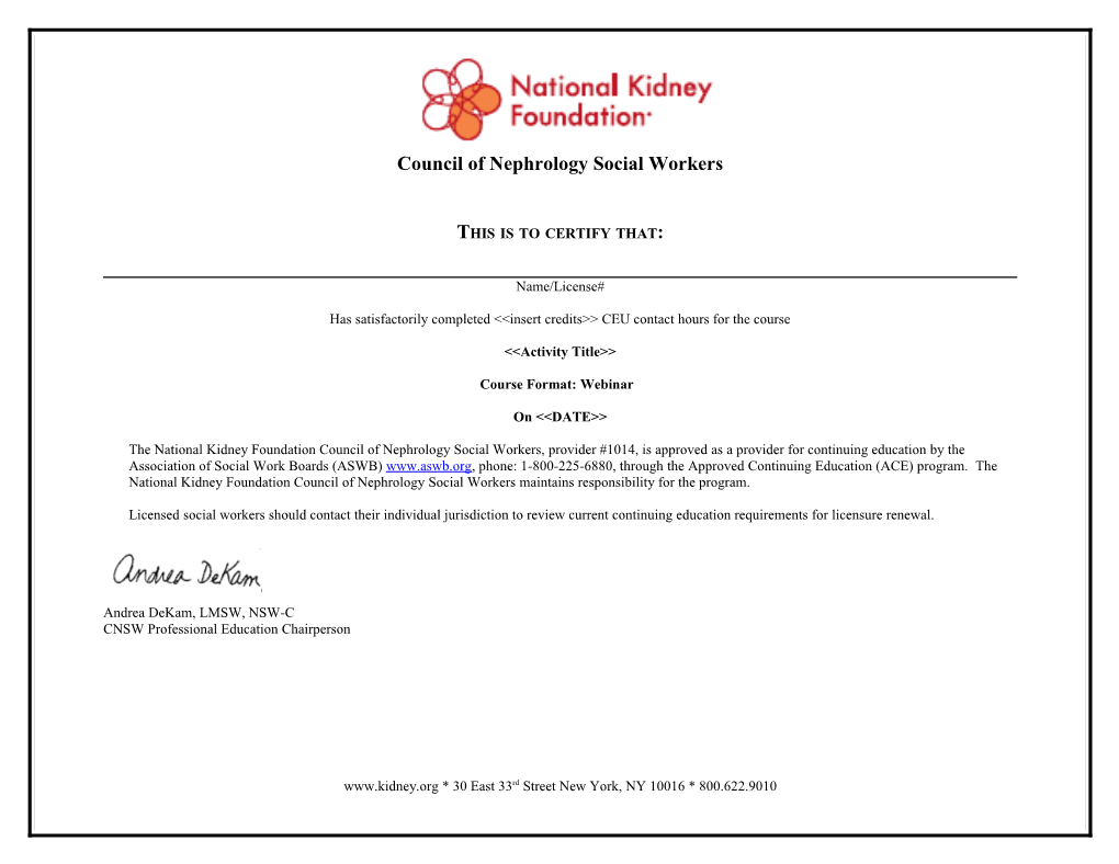 National Kidney Foundation