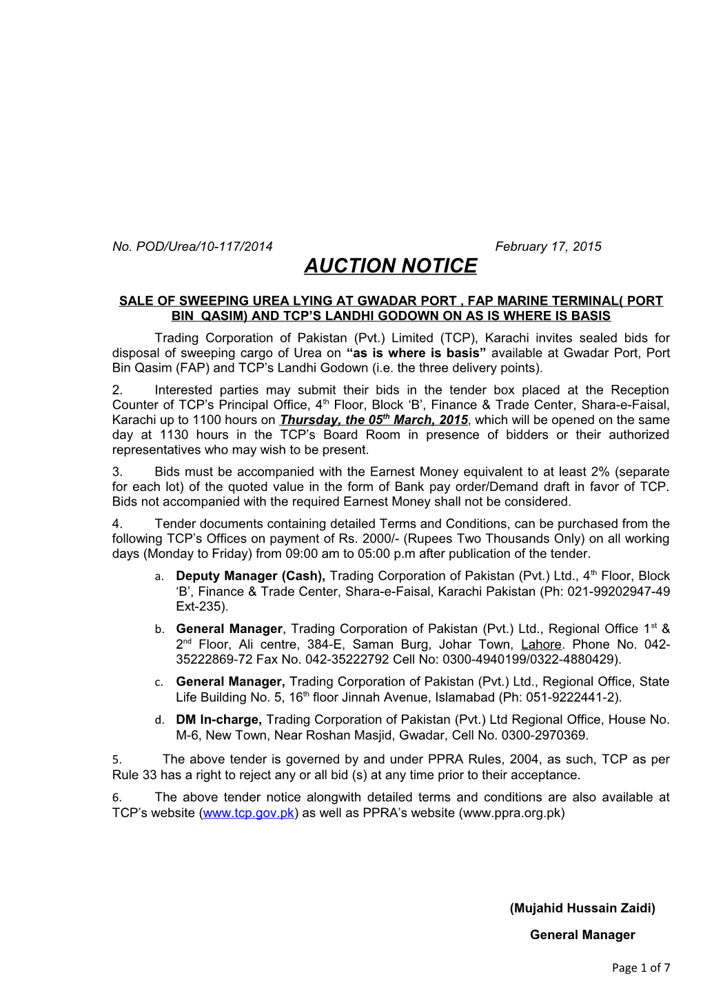 Auction Notice