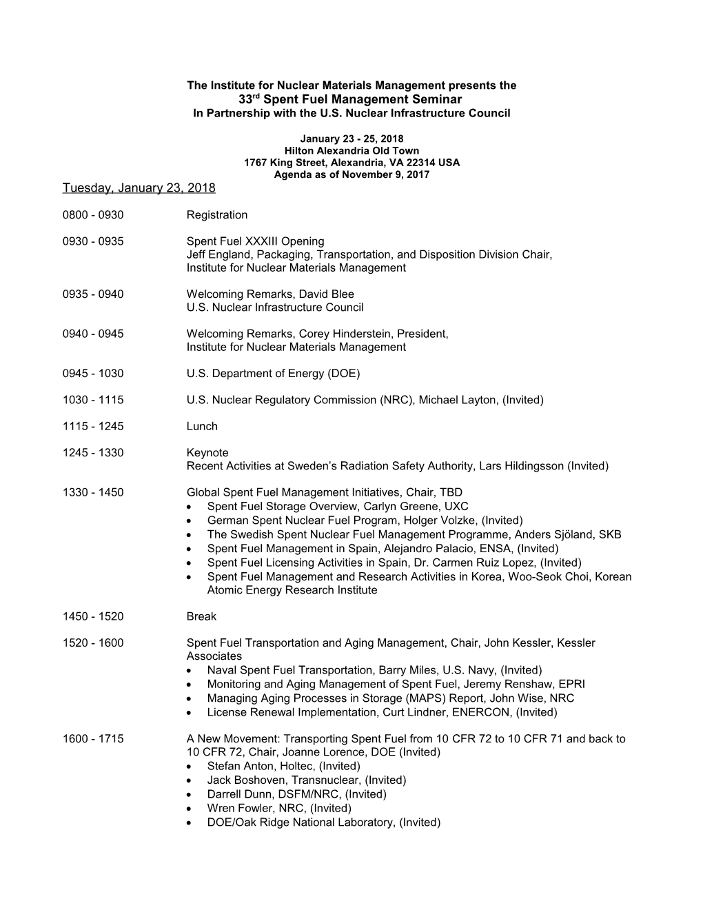 Proposed Seminar Agenda/Topics/Schedule - Rev C