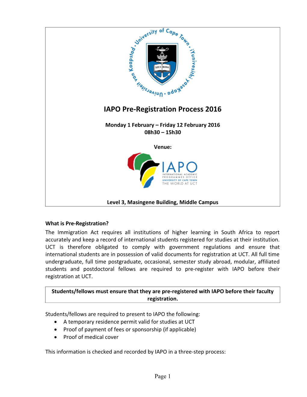 IAPO Pre-Registration Process 2016