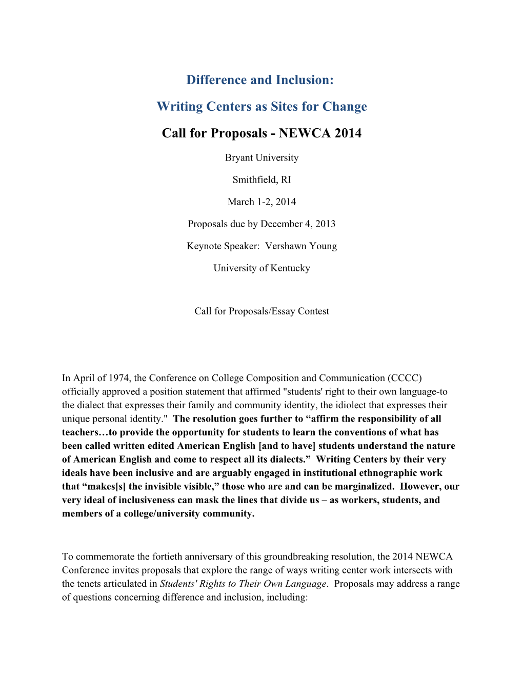 Writing Centers As Sites for Change