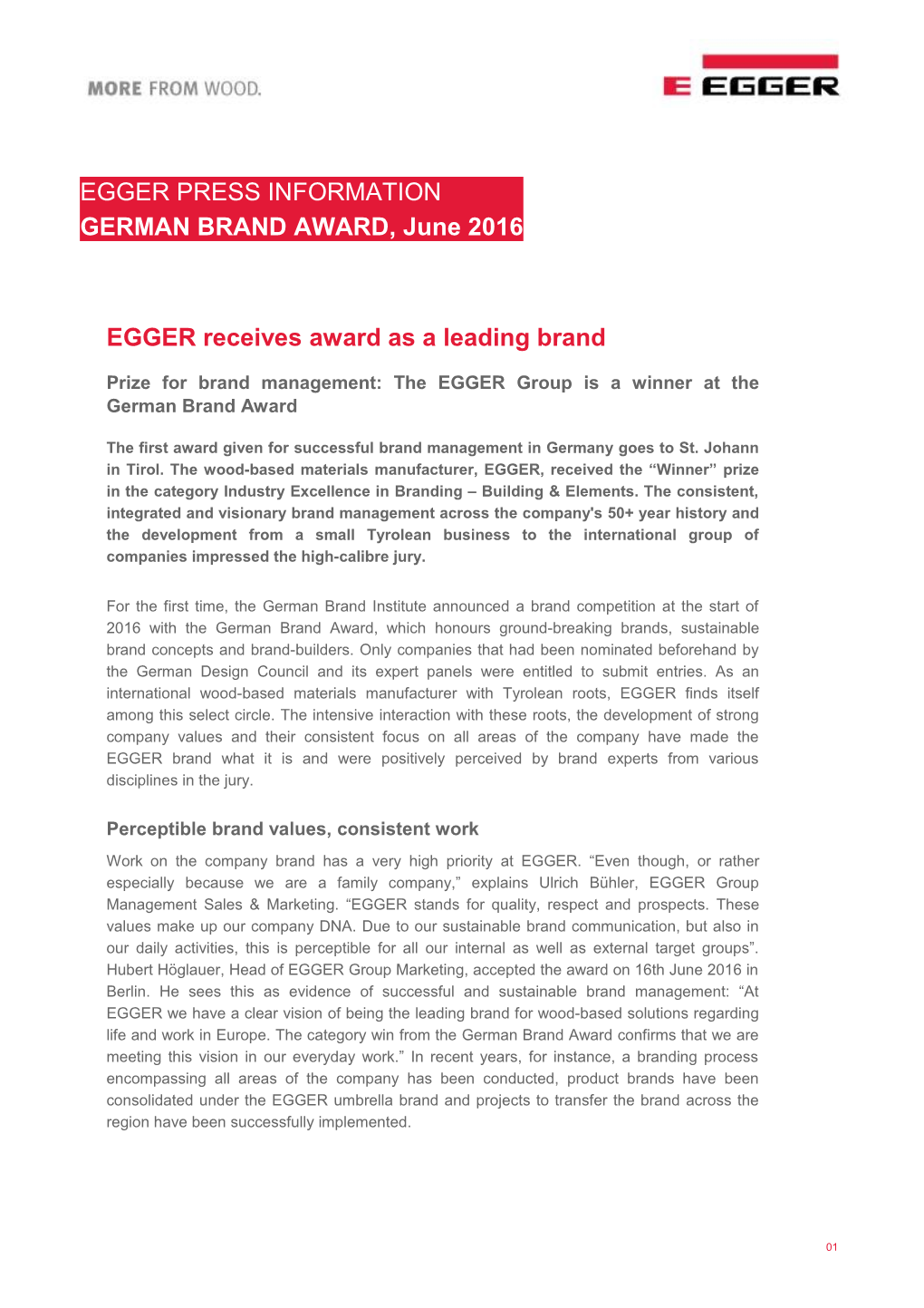 EGGER Receives Award As a Leading Brand