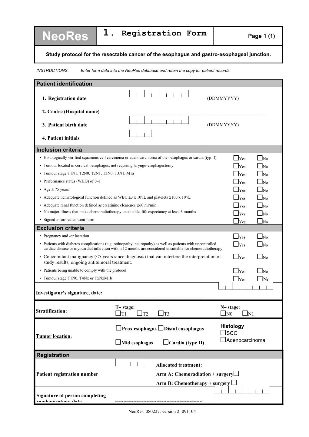 1. Registration Form