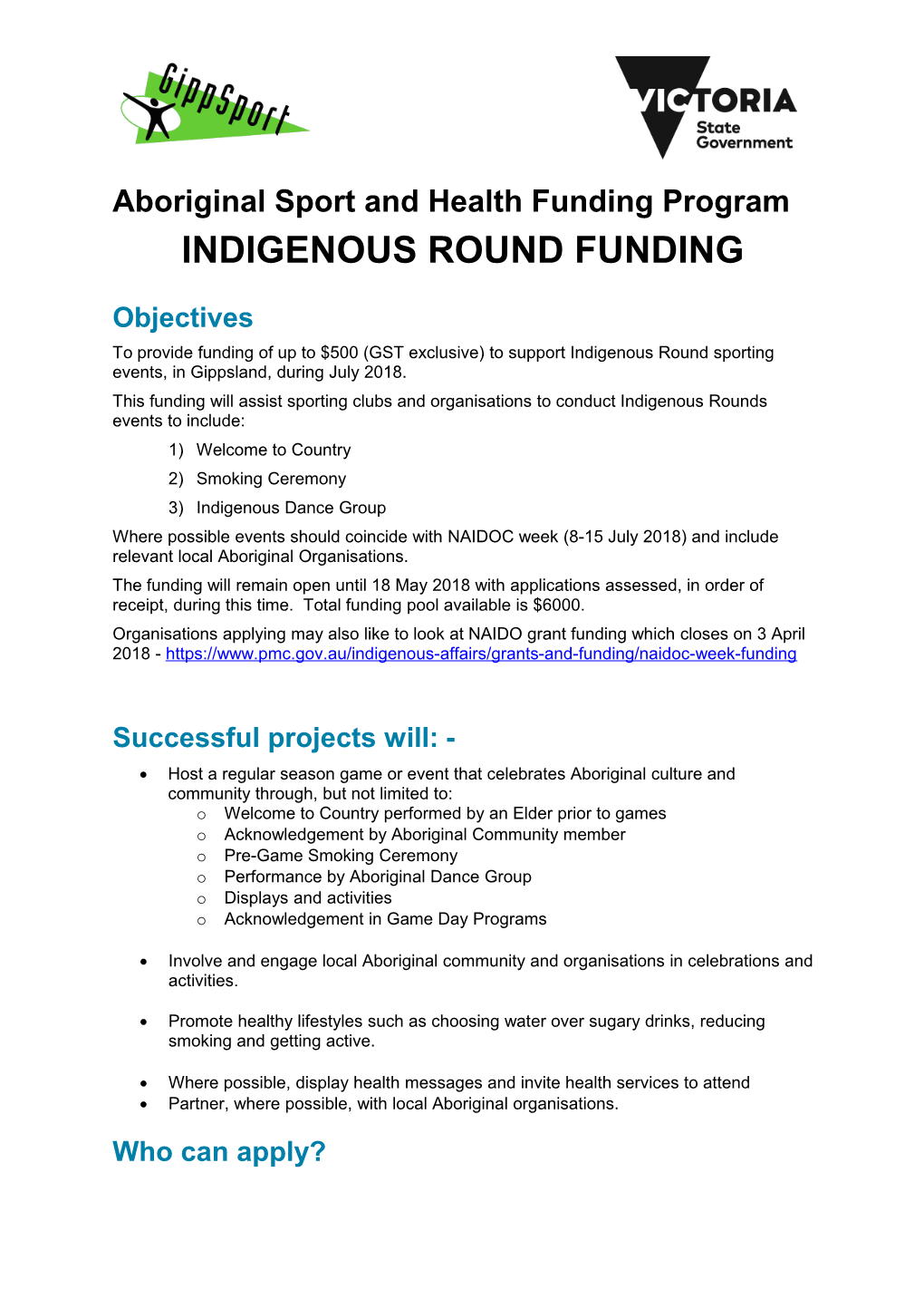 Aboriginal Sport and Health Funding Program