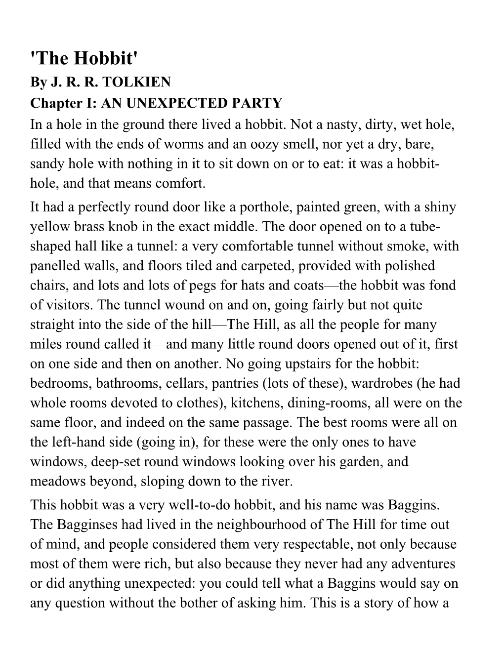 Chapter I: an UNEXPECTED PARTY
