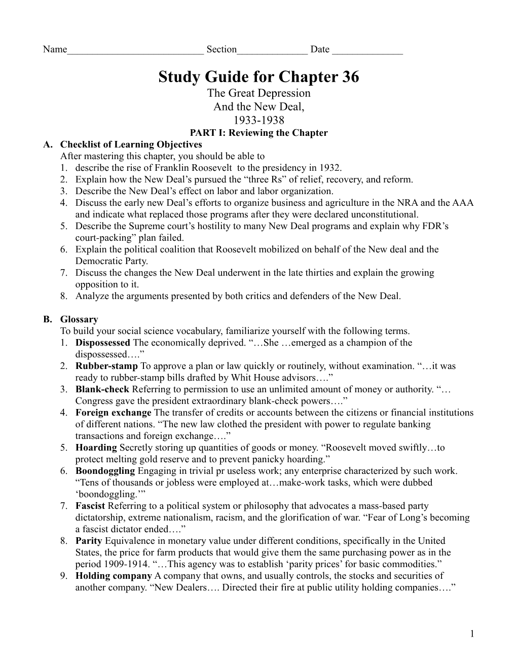 Study Guide for Chapter 36