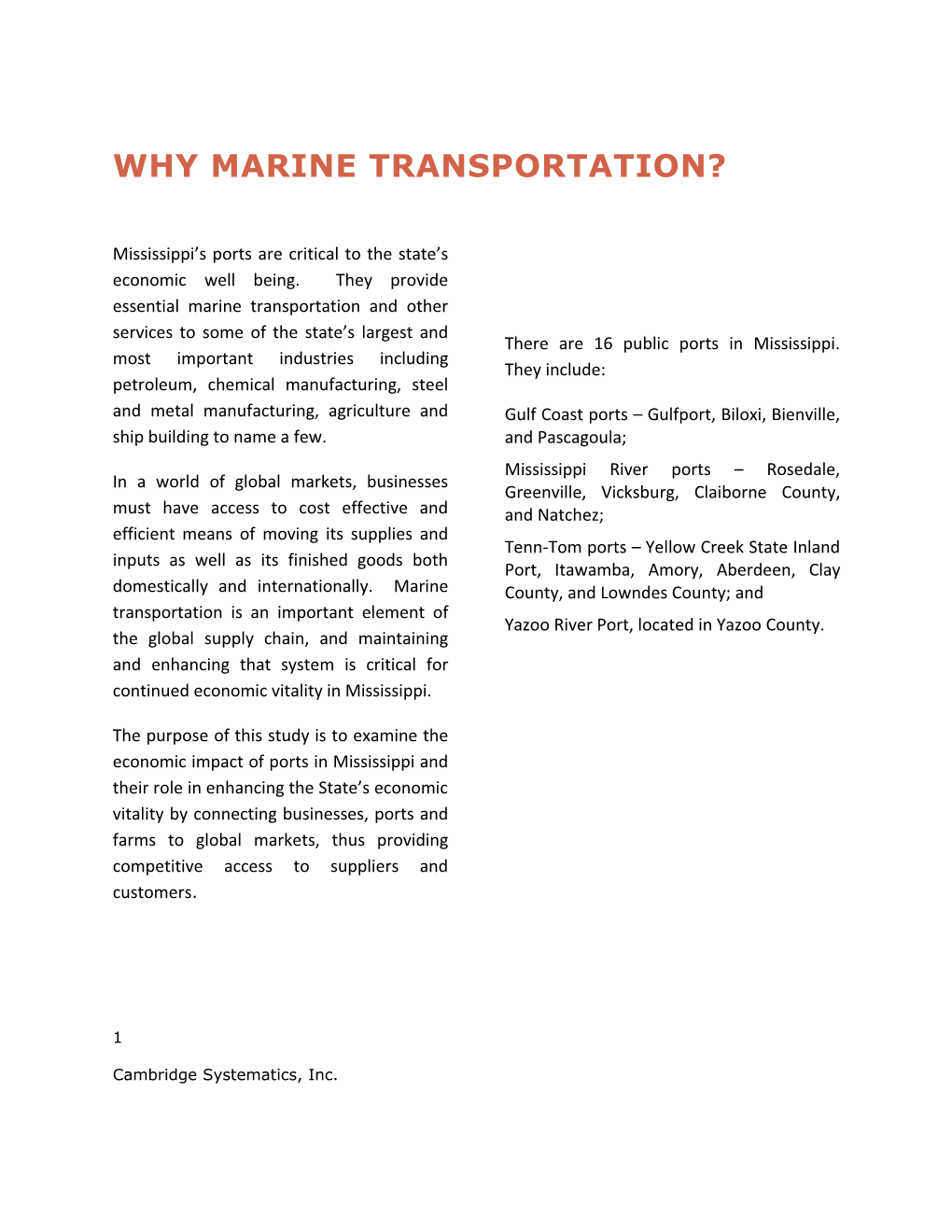 The Economic Role of Ports and Marine Transportation in Mississippi