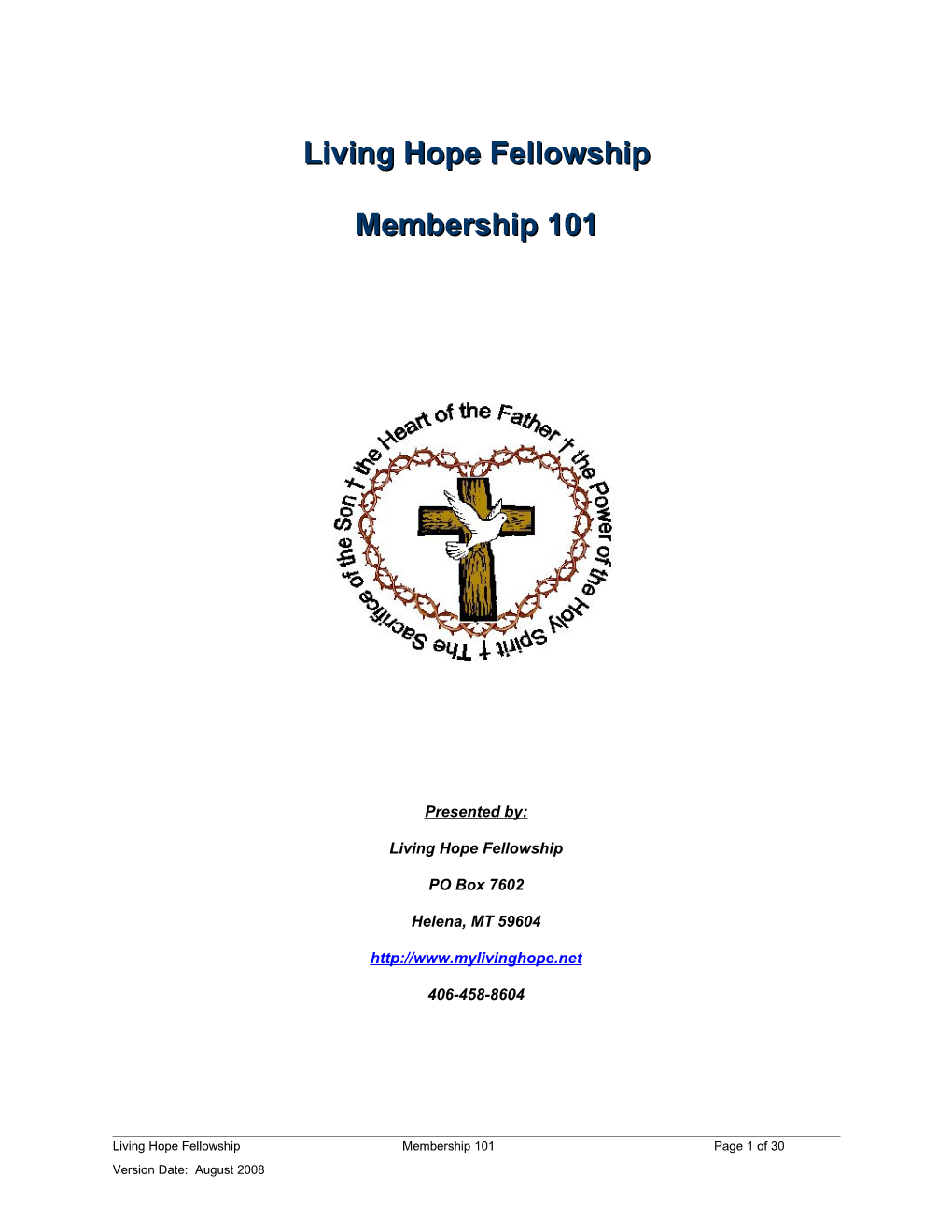 Welcome to Living Hope Fellowship Membership 101!