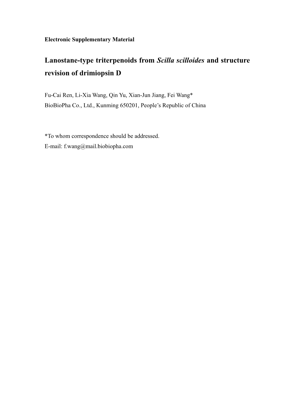 Lanostane-Type Triterpenoids from Scilla Scilloides and Structure Revision of Drimiopsin D