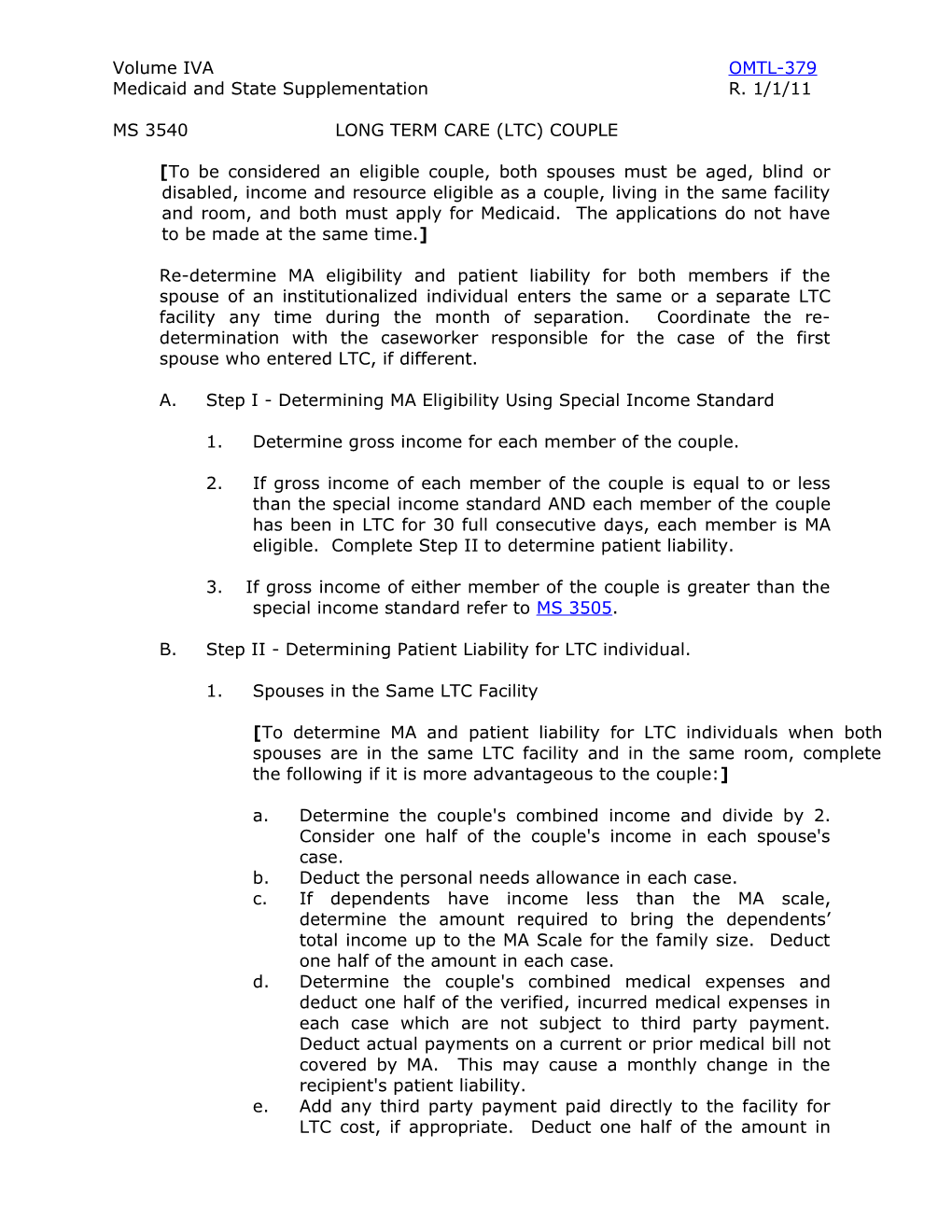 Medicaid and State Supplementationr. 1/1/11