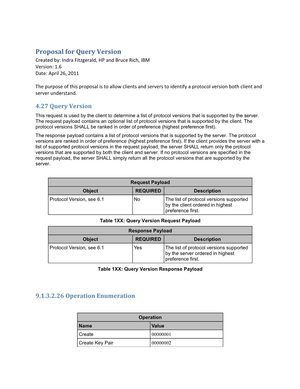 Proposal for Query Version